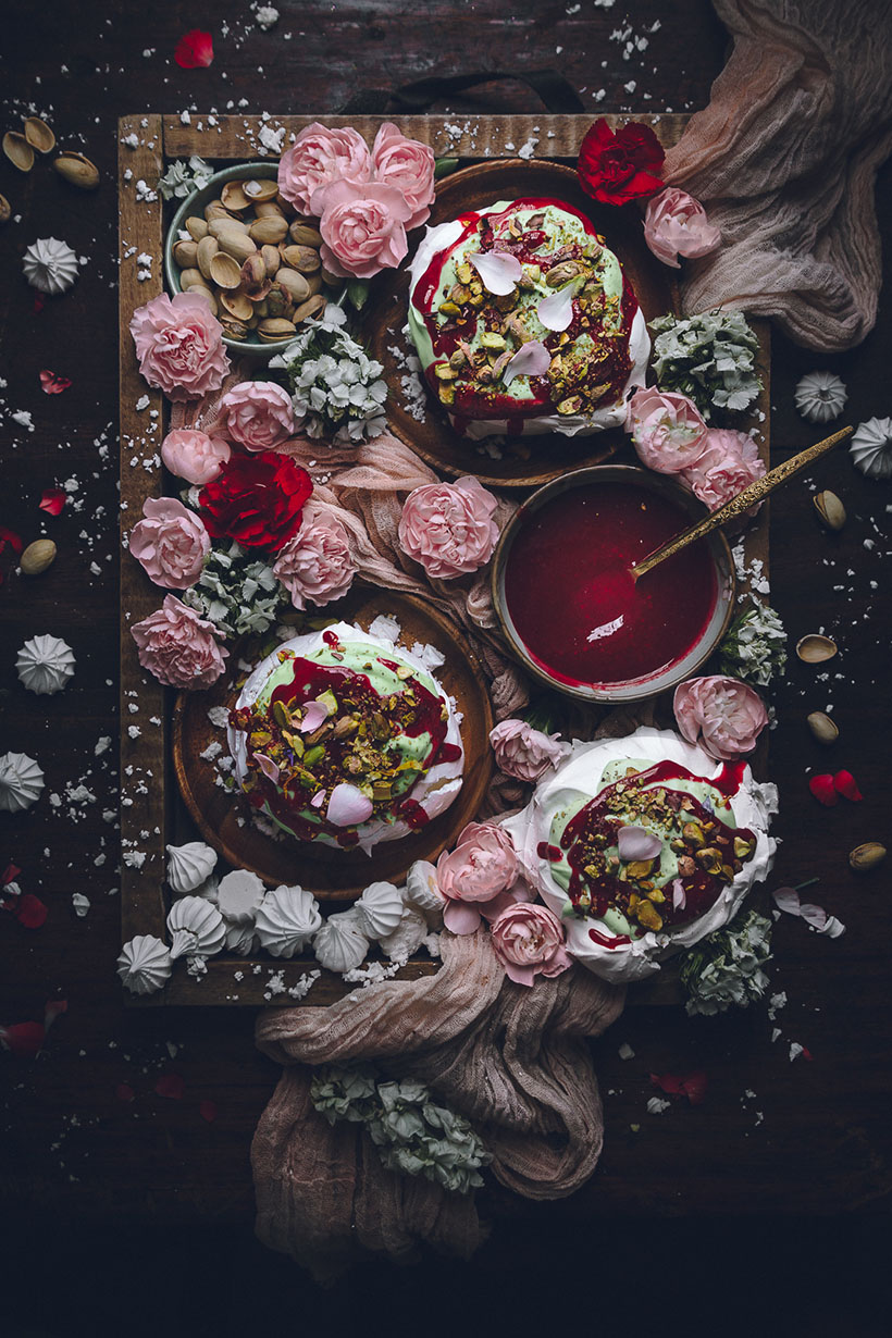 Pistachio and Blackberry Mini Pavlovas Recipe